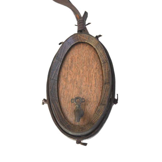 Miniature Oak & Leather Casket Keg For Sale In Los Angeles - Image 6 of 6