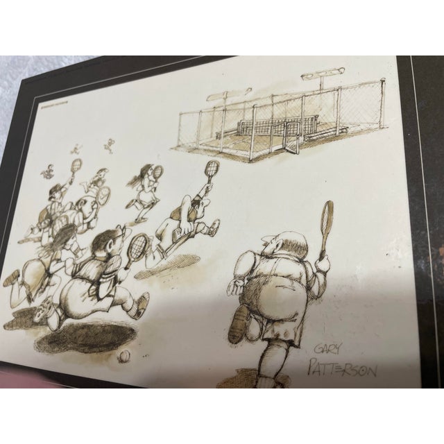 Illustration Gary Patterson “Open Court” Tennis Plaque Wall Art, Framed For Sale - Image 3 of 9