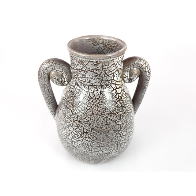 Accolay Mid-Century Accolay Crackle-Glaze Sculptural Vase, Signed b.a., France For Sale - Image 4 of 12