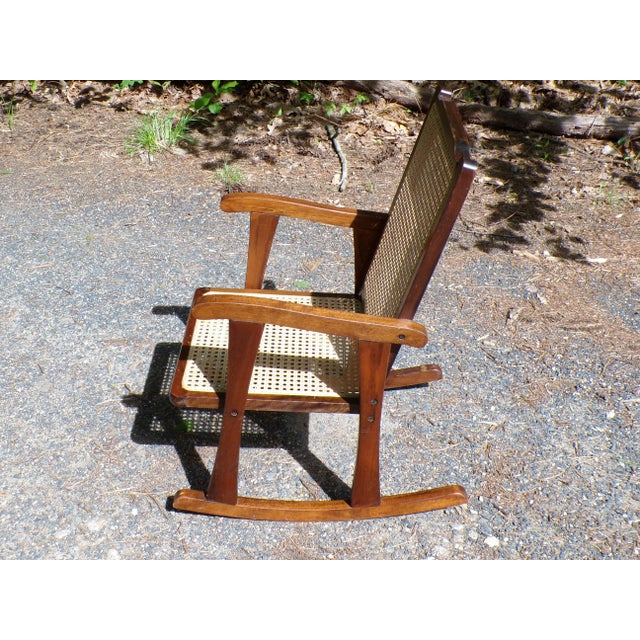 Vintage Mid Century Child Size Small Cane Rocking Chair Rocker For Sale - Image 9 of 14