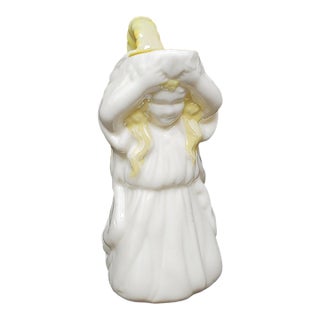 Vintage Belleek Creamer - Undine Sea Nymph Maiden - Yellow Lustre Hair - 1970s - Cream Pitcher For Sale