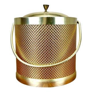 Mid Century Hollywood Regency Gold Tone Ice Bucket, Italy For Sale