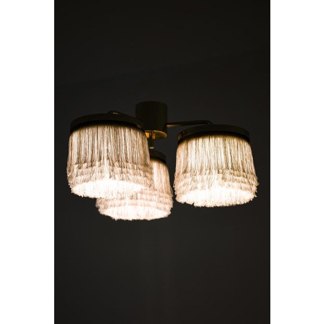 1960s Vintage Ceiling Lamps in Brass and Silk by Hans-Agne Jakobsson, 1960s, Set of 2 For Sale - Image 5 of 7