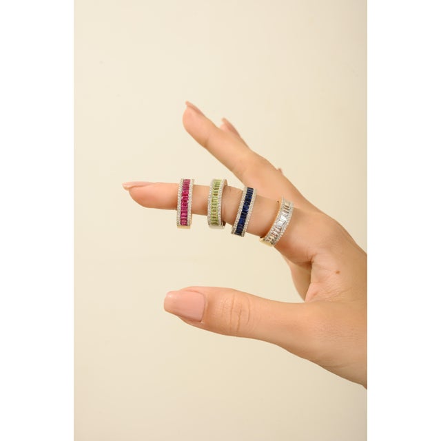 14k Gold Baguette Cut Ruby Diamond Band for Women in Size 5.5 For Sale In New York - Image 6 of 11