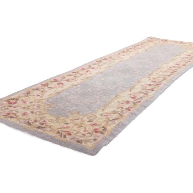 78553 Vintage Aubusson American Hooked Runner, 02'02 x 07'03. Take a floral design and understated elegance, mix in a dash...