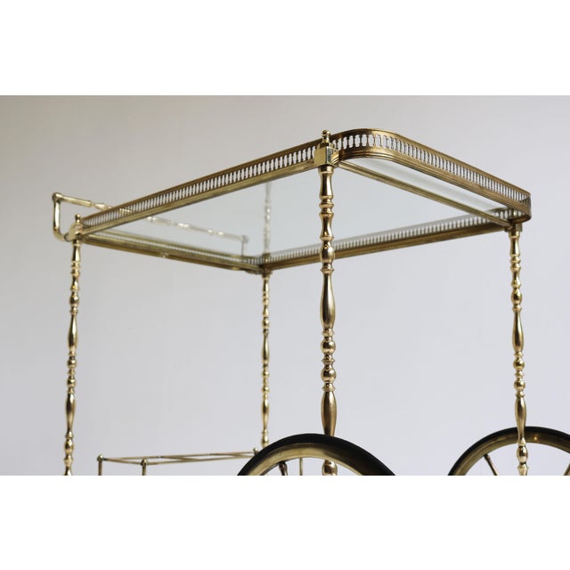 French Brass Bar Cart from Maison Baguès, 1950s For Sale - Image 11 of 12