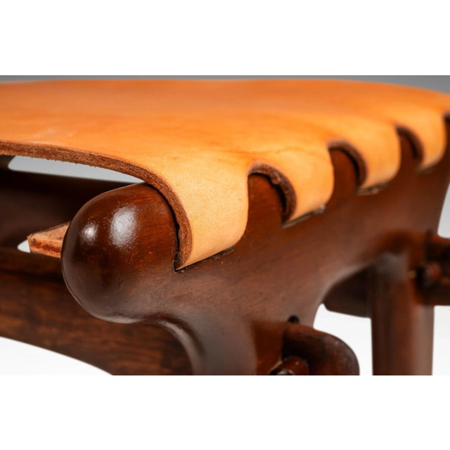 Mid-Century Modern Tooled Leather Sling Ottoman After Angel Pazmino, Ecuador, 1960s For Sale - Image 10 of 12