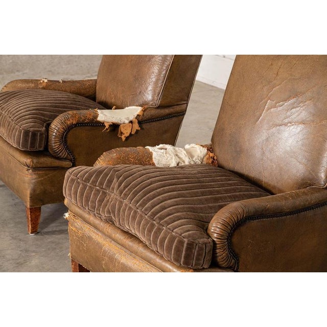20th Century English Sprung Leather Armchairs, 1920, Set of 2 For Sale - Image 8 of 11