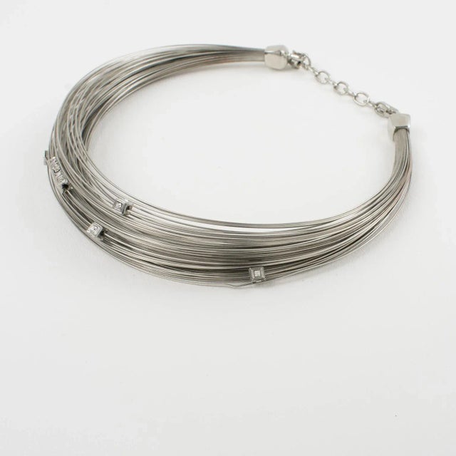 Thierry Mugler Silvered Metal Multi-Strand Wire Choker Necklace For Sale In Atlanta - Image 6 of 11