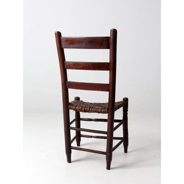 Brown Antique Woven Seat Chair For Sale - Image 8 of 12