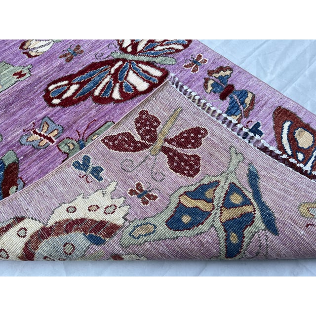 Qashqai Butterfly Design Runner, Lilac Purple, 2'9" X 9'7" For Sale - Image 11 of 12