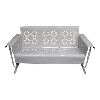 1950s Pie Crust Style Fully Restored White Metal Glider For Sale