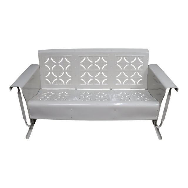 1950s Pie Crust Style Fully Restored White Metal Glider For Sale