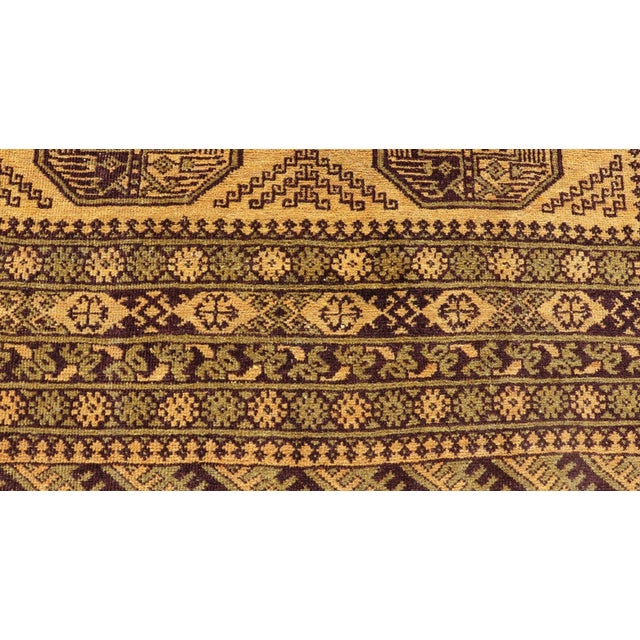 Brown Hand-Knotted Ersari Rug in Wool With Gul Design in Marigold and Brown 5'2 X 7'8 For Sale - Image 8 of 12