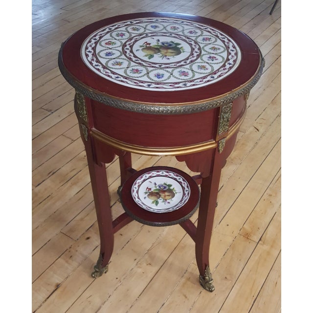 Sarreid Ltd. Haviland Cherry Wood & China Side Table For Sale - Image 10 of 10