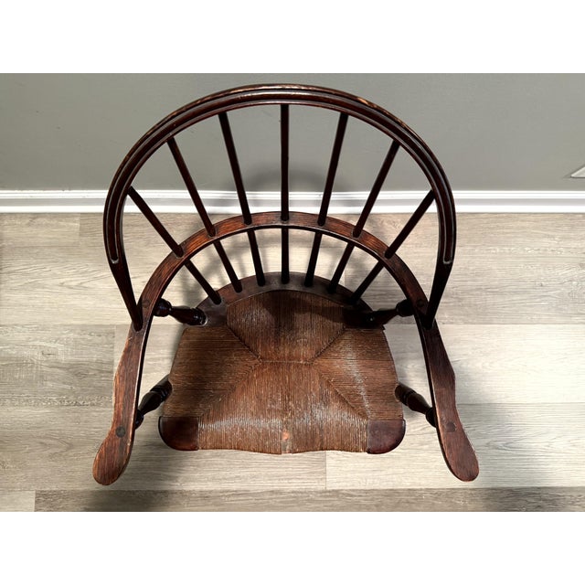 Antique Paine Furniture Co. Boston Child's Windsor Armchair With Original Rush Seat For Sale - Image 15 of 17