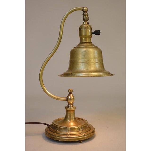 1920s Miller Lamp Arts & Crafts Craftsman Solid Brass Bell Shade Industrial Table Lamp For Sale In Los Angeles - Image 6 of 12