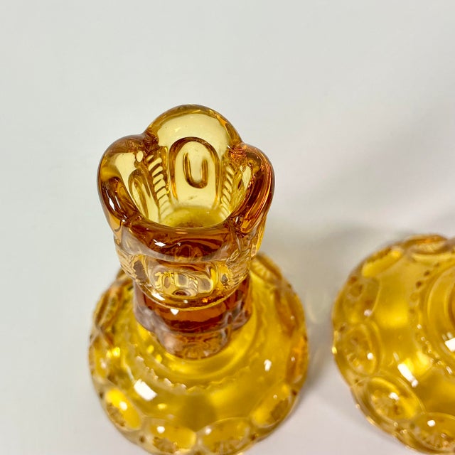 Amber Antique Art Deco Boho Chic Hollywood Regency Depression Era Amber Starbust Candle Holders - A Pair For Sale - Image 8 of 11