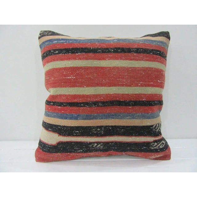Handmade Striped Turkish Kilim Pillow Cover For Sale - Image 4 of 4