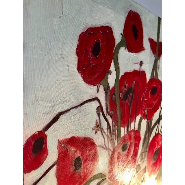 Abstract Red Poppies Floral Oil Painting | Chairish