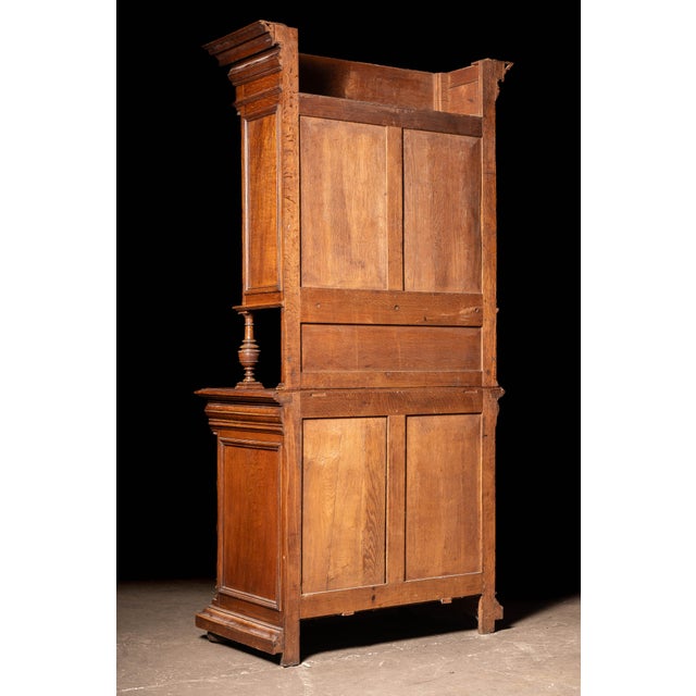 Late 19th Century Renaissance Revival Oak Sideboard With Leaded Glass Hutch For Sale In Chicago - Image 6 of 13