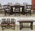 Antique Table in Elm and Oak with Extensions and Chairs, Set of 9 For Sale - Image 4 of 18