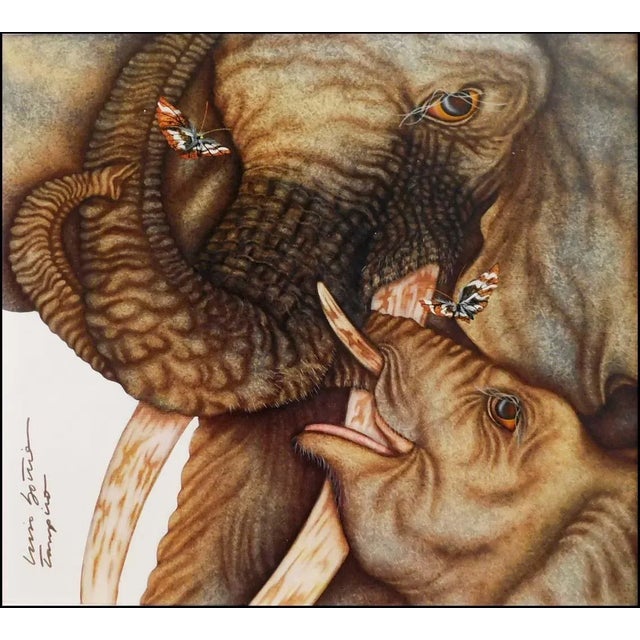 Impressionist Luis Sottil "Sanctuary Eggshell Series"14852 Hand Signed Elephants Canvas For Sale - Image 3 of 4