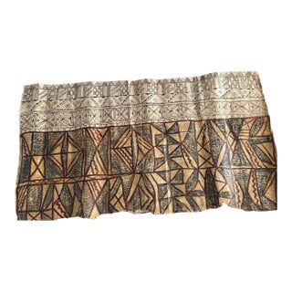 Mid 20th Century Large Fijian Masi Tapa Cloth With Hand Painted Geometric Kesa Motifs For Sale