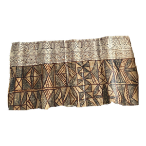 Mid 20th Century Large Fijian Masi Tapa Cloth With Hand Painted Geometric Kesa Motifs