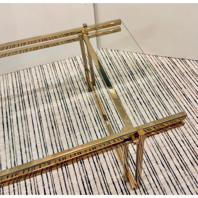 2020s Modern Brass and Glass Large Scale Cocktail Table For Sale - Image 5 of 7