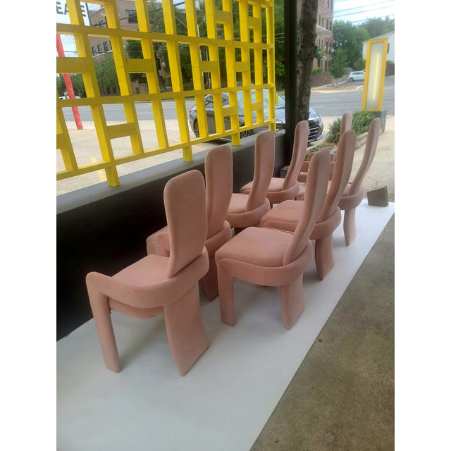 Rose Trend Line Post Modern Dining Chairs in Dusty Rose For Sale - Image 8 of 9