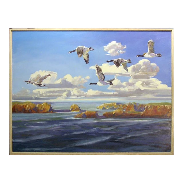 1980s "Fresh Air Flight - Southbound" Oil Painting by Edward Walker, Framed For Sale