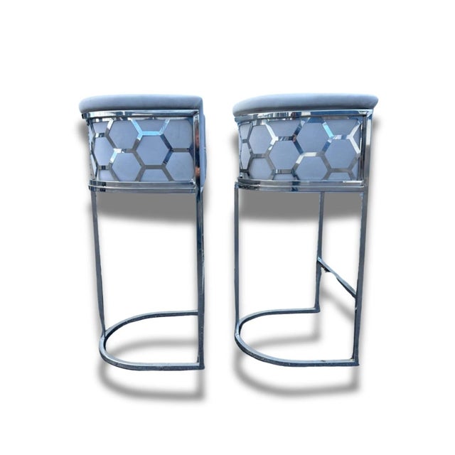 Pair of Fancy Counter Stools For Sale In Philadelphia - Image 6 of 6