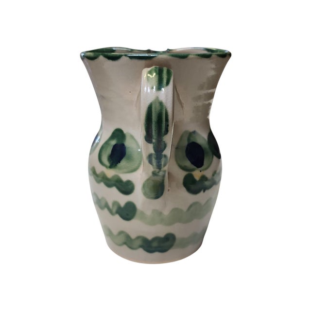 Lovely vintage Gerard Beaumont studio pottery pitcher, early work example in excellent condition. Blue and green wavy...