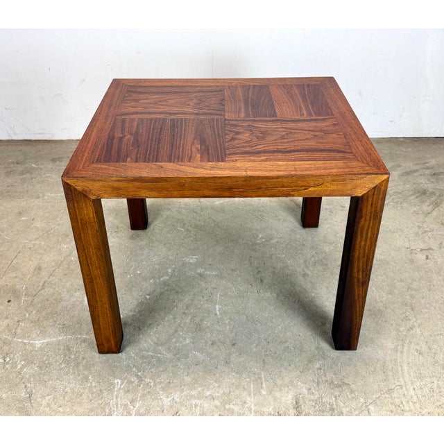 Lane Furniture 1970’s Mid Century Modern Walnut Parquet Parsons-Style Side Table by Lane For Sale - Image 4 of 12