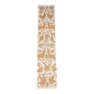 Neutral Linen Animal Themed Crewel Wall Hanging For Sale