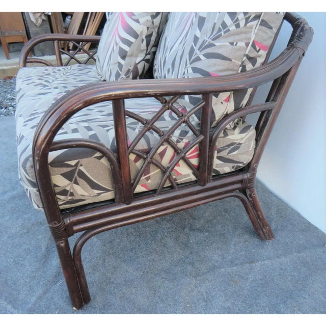 Late 20th Century Mid-Century Style Rattan Loveseat For Sale - Image 4 of 7