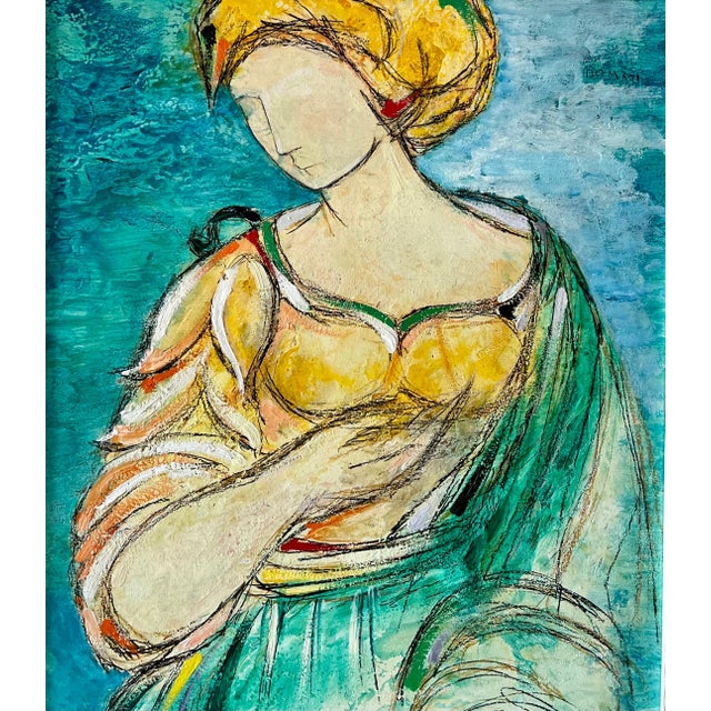 Surrealism Lazzaro Donati, Italian Modernist Surrealist Woman Colorful Oil Painting Lazzaro Donati, 1961 For Sale - Image 3 of 17