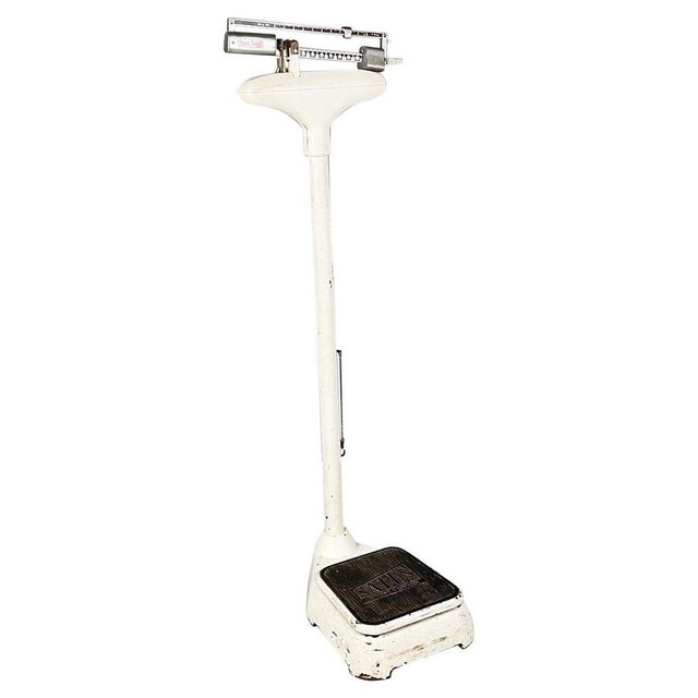 Italian White Metal Vertical Medical Scale from Salus, 1960s For Sale - Image 17 of 17