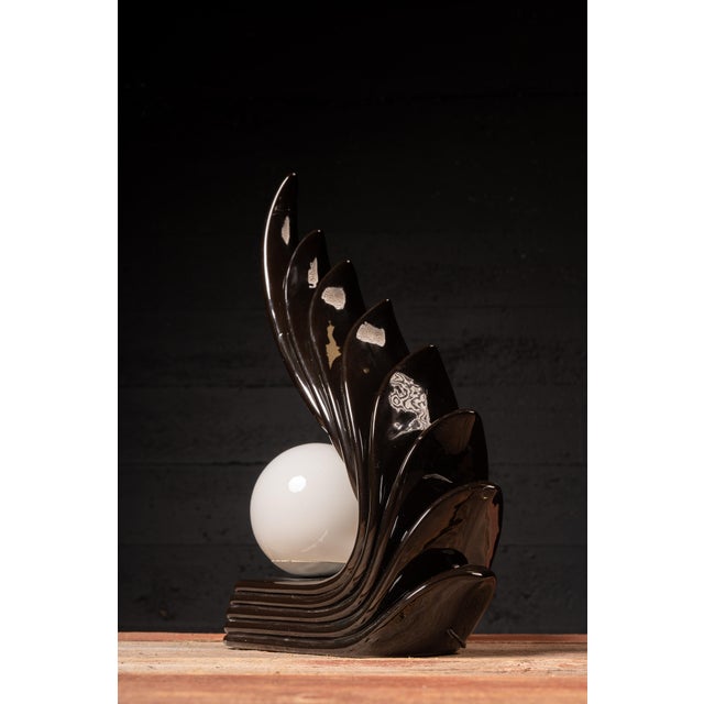 1980s Art Deco Revival Wing-Form Table Lamp For Sale In Chicago - Image 6 of 7