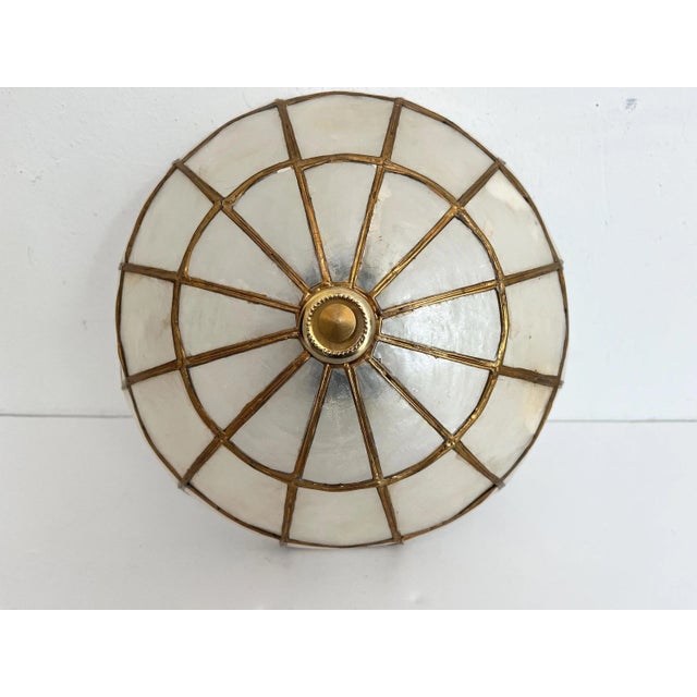Feldman Lighting Mid Century Capiz Shell Flush Light For Sale - Image 4 of 15