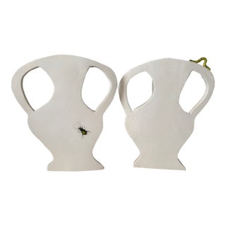 Quirky Left / Right Pair of Handmade Silhouette Vases For Sale