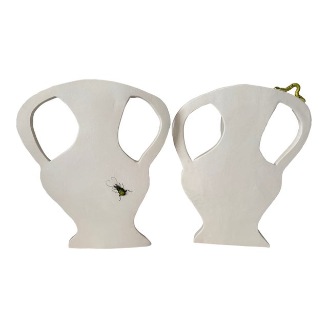 Quirky Left / Right Pair of Handmade Silhouette Vases For Sale