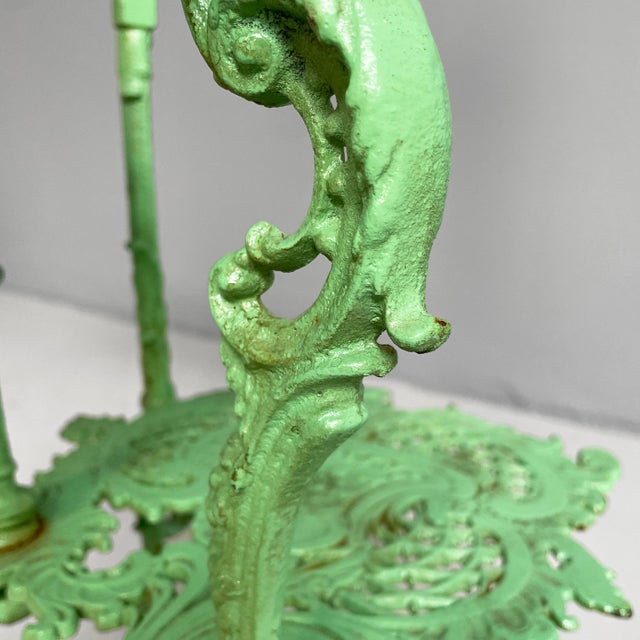 Italian Art Deco Plant Stands in Green Cast Iron, 1930s, Set of 2 For Sale - Image 16 of 18