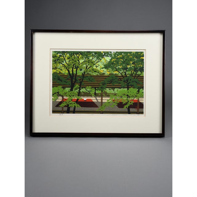 Masao Ido, Green Shade (緑蔭), 1991, Woodblock Print For Sale - Image 4 of 14