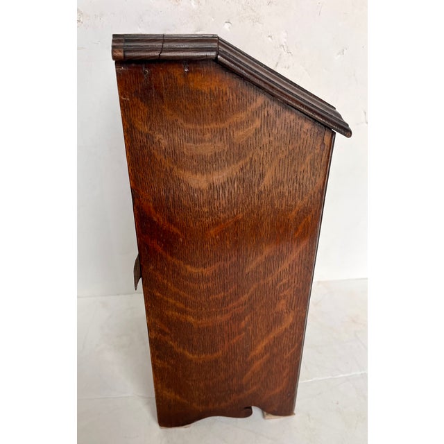 Brown Vintage Oak Mailbox or Ballot Box or Alms Box W/Beveled Glass For Sale - Image 8 of 13