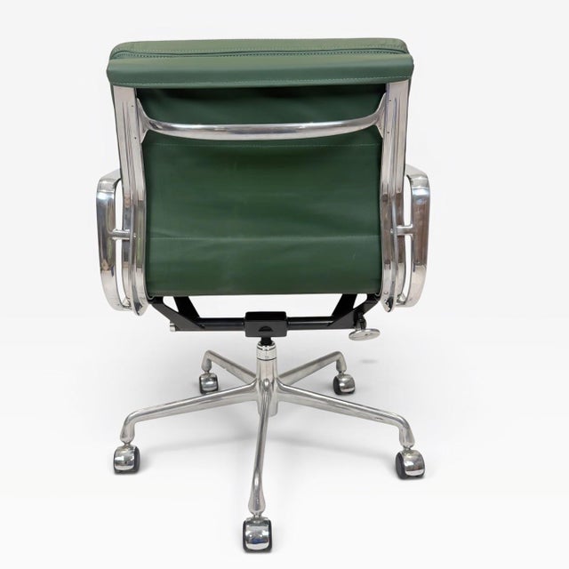 Early 21st Century Herman Miller Eames Aluminum Group Soft Pad Management Chair - Green Leather For Sale - Image 5 of 10