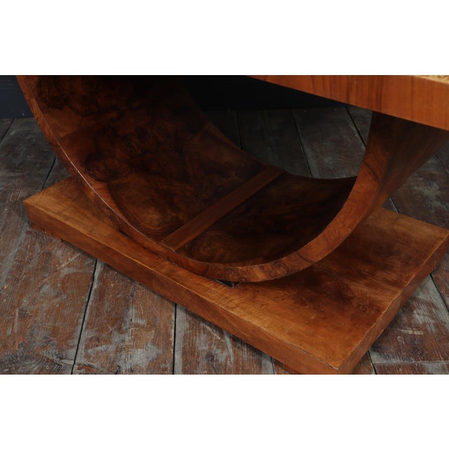 Art Deco French U-Base Dining Table in Burr Walnut, 1930s For Sale - Image 14 of 15
