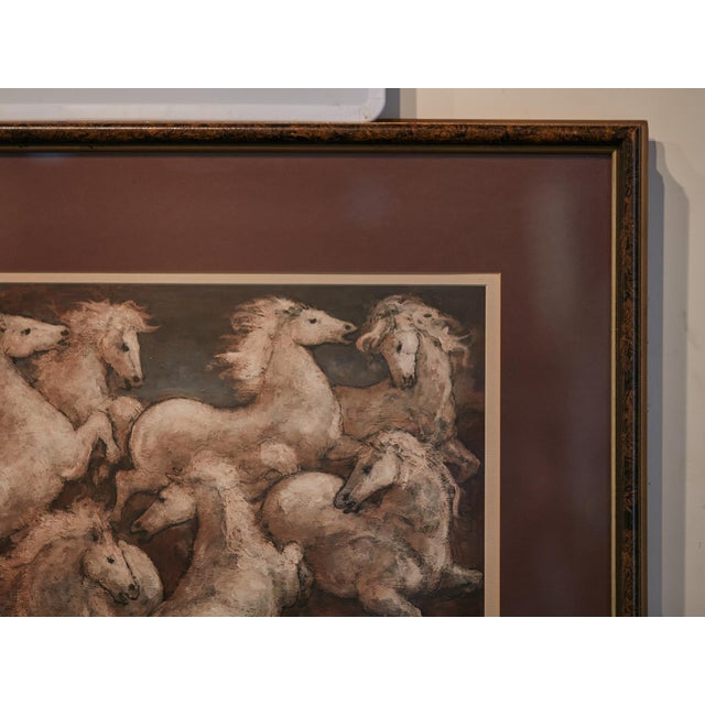Mid 20th Century Signed Charles Burdick Midcentury Acrylic Horse Painting in Frame under Glass For Sale - Image 9 of 12