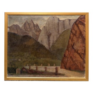 Pompeo Borra, Mountains, 1932, Oil Painting on Canvas For Sale
